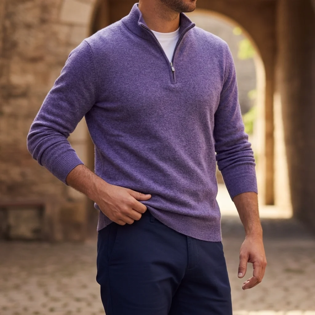 Pullover Herren mit Reißverschluss und strukturierter Optik | A&Z - 6 - Atelier-Zofia