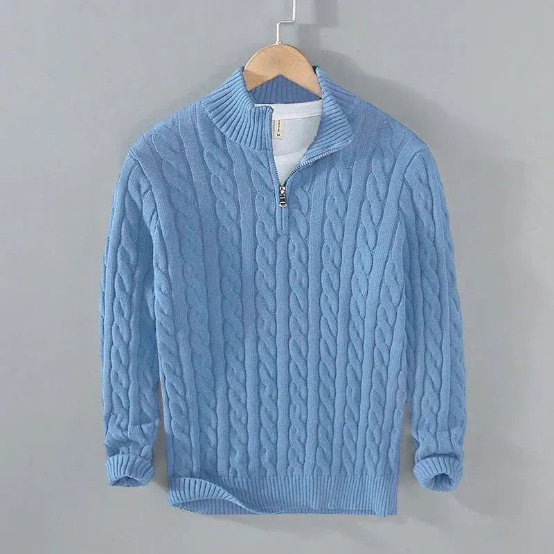 Stylischer Herrenpullover mit Zopfstrick und Reißverschluss | A&Z - 4 - Atelier-Zofia