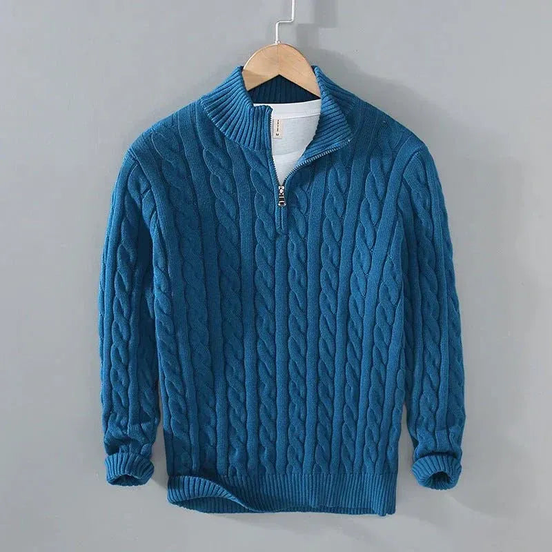 Stylischer Herrenpullover mit Zopfstrick und Reißverschluss | A&Z - 6 - Atelier-Zofia
