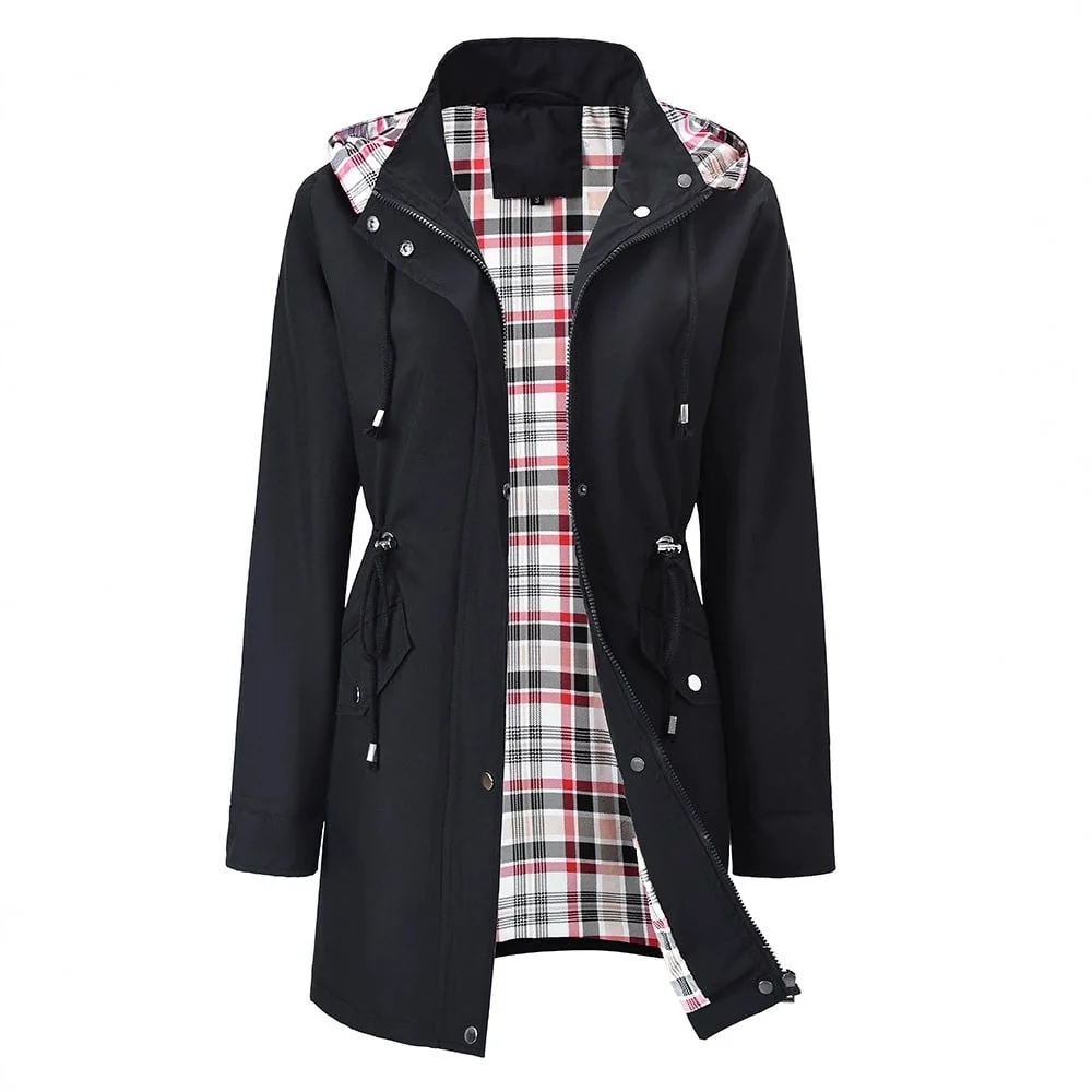 Jacke Damen rot tailliert mit Kapuze und Kordelzug - 16 - Atelier-Zofia