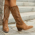 Damen Westernstiefel mit Blockabsatz und kunstvollen Stickmustern | A&Z - 1 - Atelier-Zofia