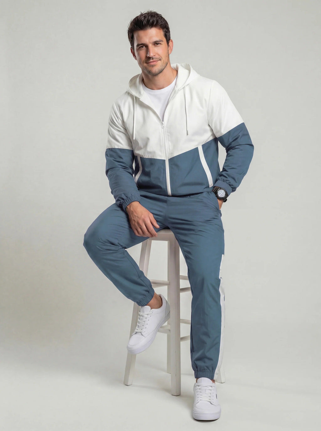 Herren Set: Modischer Hoodie mit Farbblockdesign und Jogginghose | A&Z - 2 - Atelier-Zofia