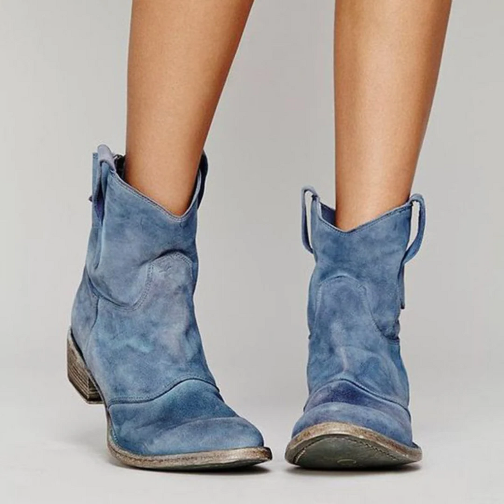 Damen Boots im Used-Look mit Blockabsatz und seitlichen Schlaufen | A&Z - 4 - Atelier-Zofia