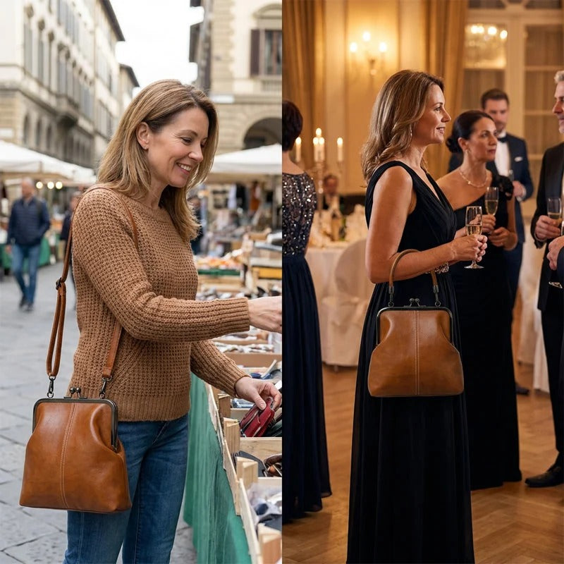 Elegante Damenhandtasche mit strukturiertem Design und schickem Rahmen | A&Z - 5 - Atelier-Zofia