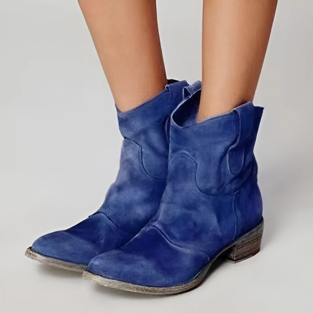 Damen Boots im Used-Look mit Blockabsatz und seitlichen Schlaufen | A&Z - 5 - Atelier-Zofia