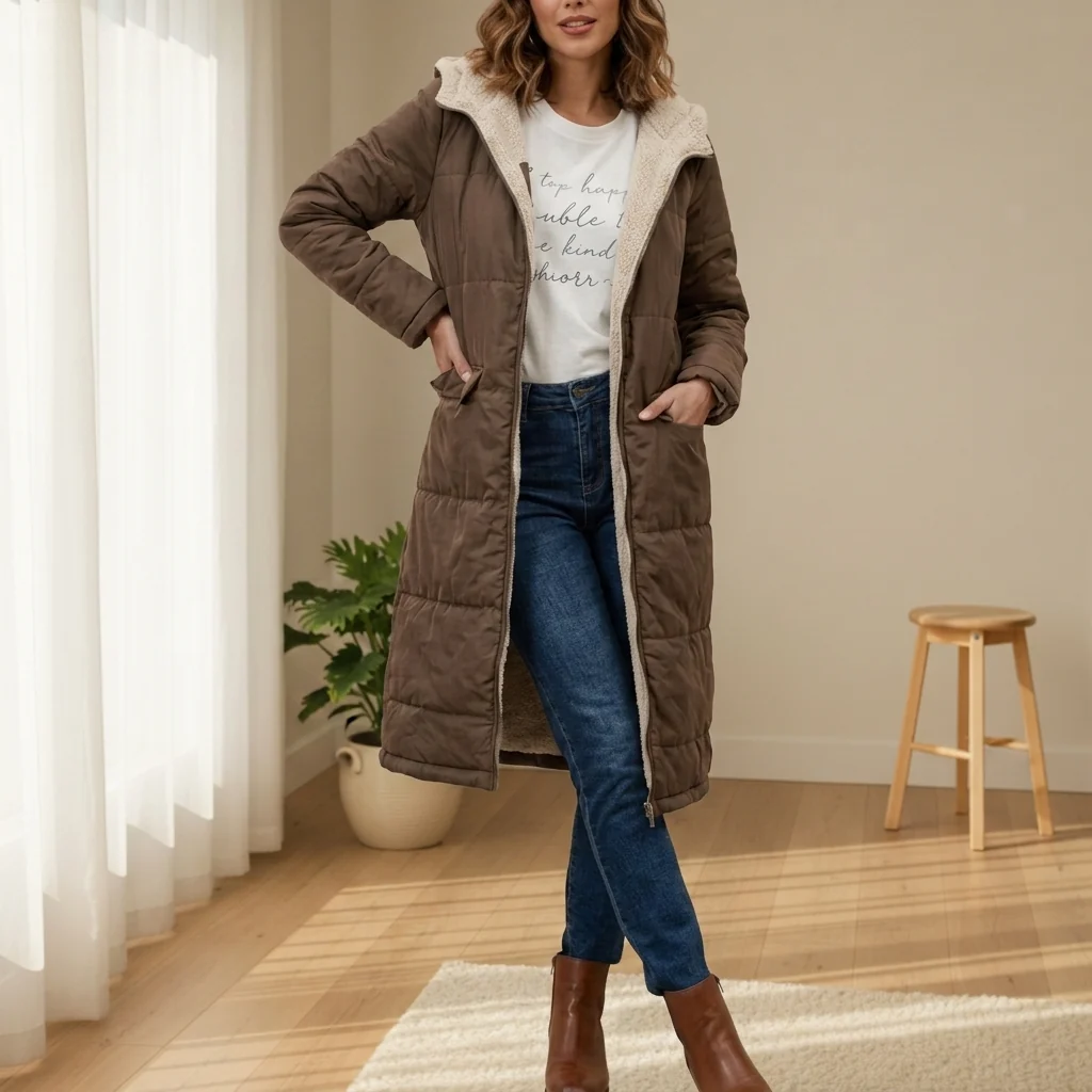 Damen Daunenjacke mit Kapuze und weichem Innenfutter | A&Z - 9 - Atelier-Zofia