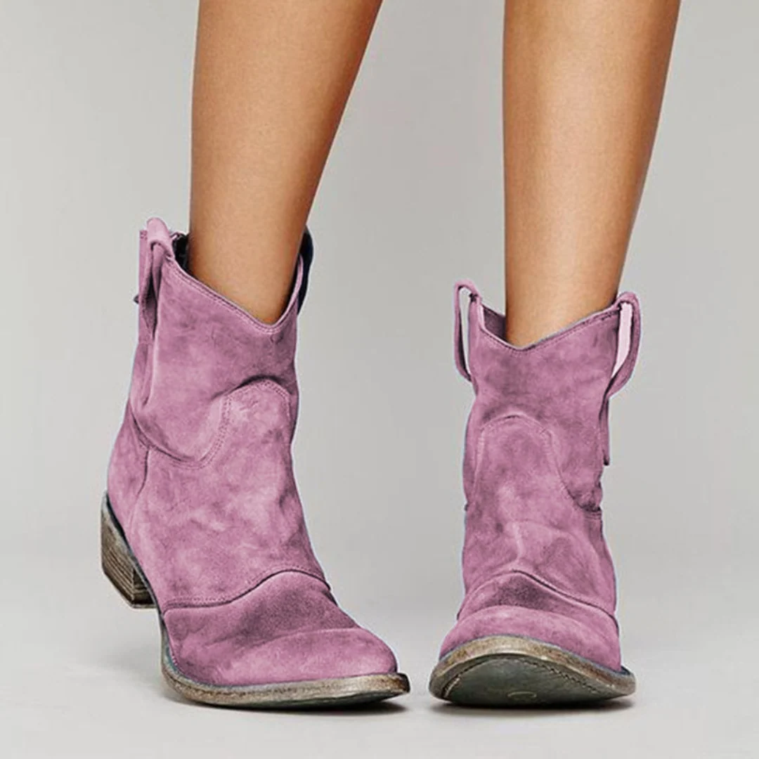 Damen Boots im Used-Look mit Blockabsatz und seitlichen Schlaufen | A&Z - 6 - Atelier-Zofia