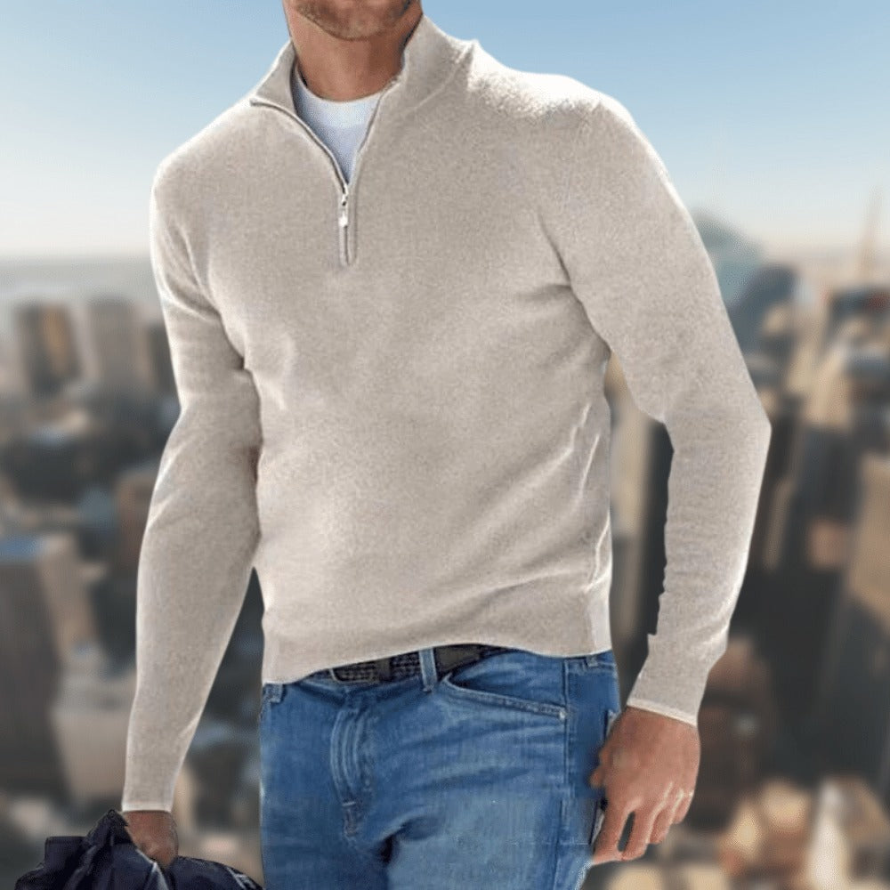 Pullover Herren mit Reißverschluss und strukturierter Optik | A&Z