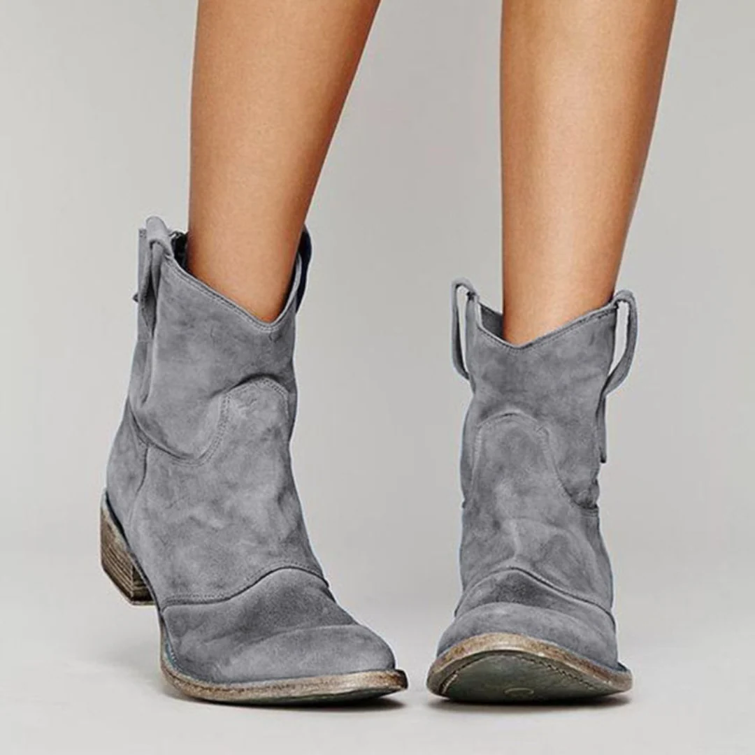 Damen Boots im Used-Look mit Blockabsatz und seitlichen Schlaufen | A&Z - 7 - Atelier-Zofia