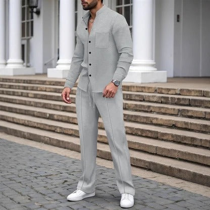 Zweiteiliges Ensemble Herren mit Knopfverschluss und lockerer Passform | A&Z - 3 - Atelier-Zofia