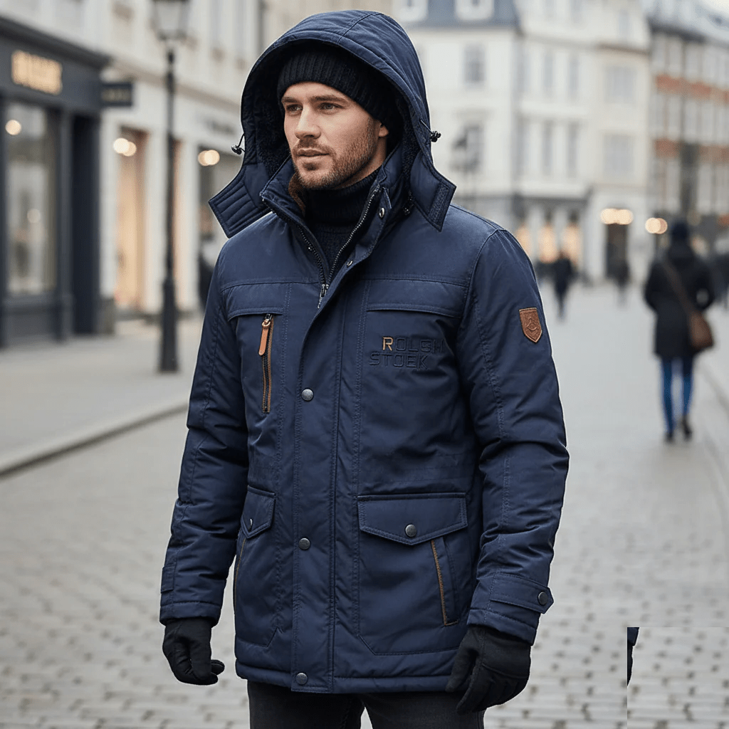 Herren Winterjacke mit Fleece-Futter und Abnehmbarer Kapuze - J&B - 8 - Atelier-Zofia