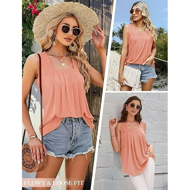 Monika – Women’s Pleated Square Neck Blouse - Image 9