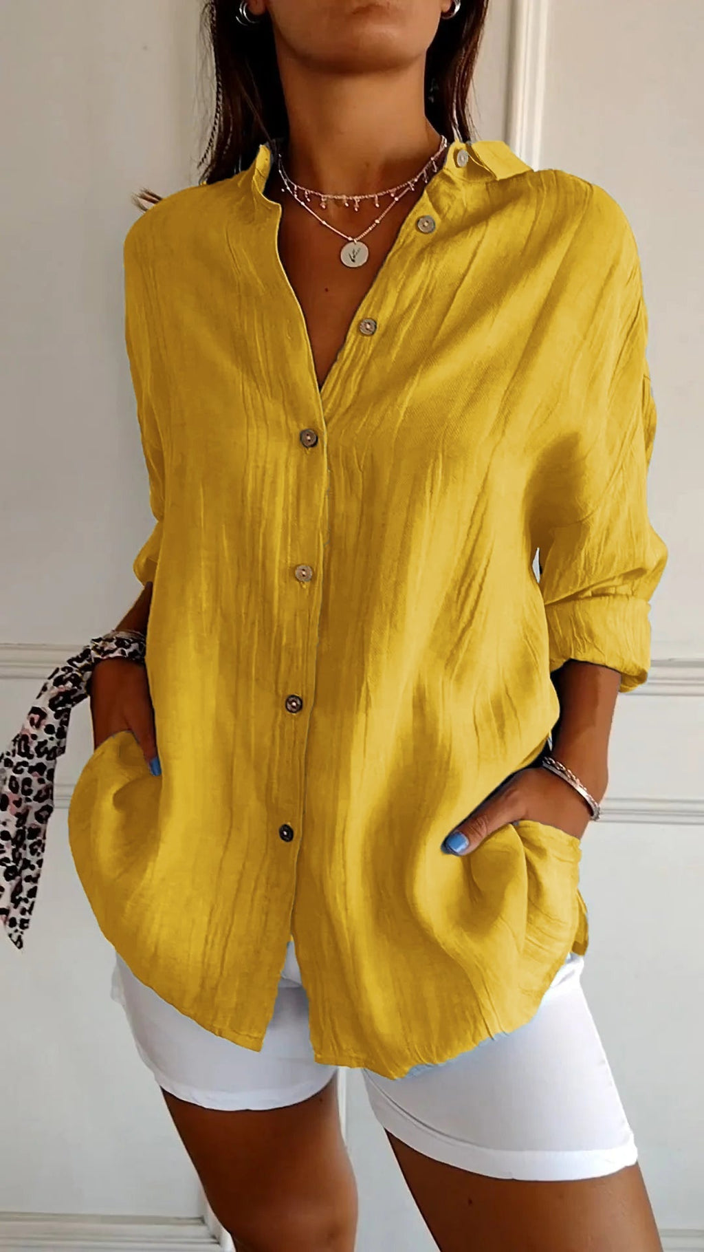 Laura –  Sommerbluse mit Knopfleiste