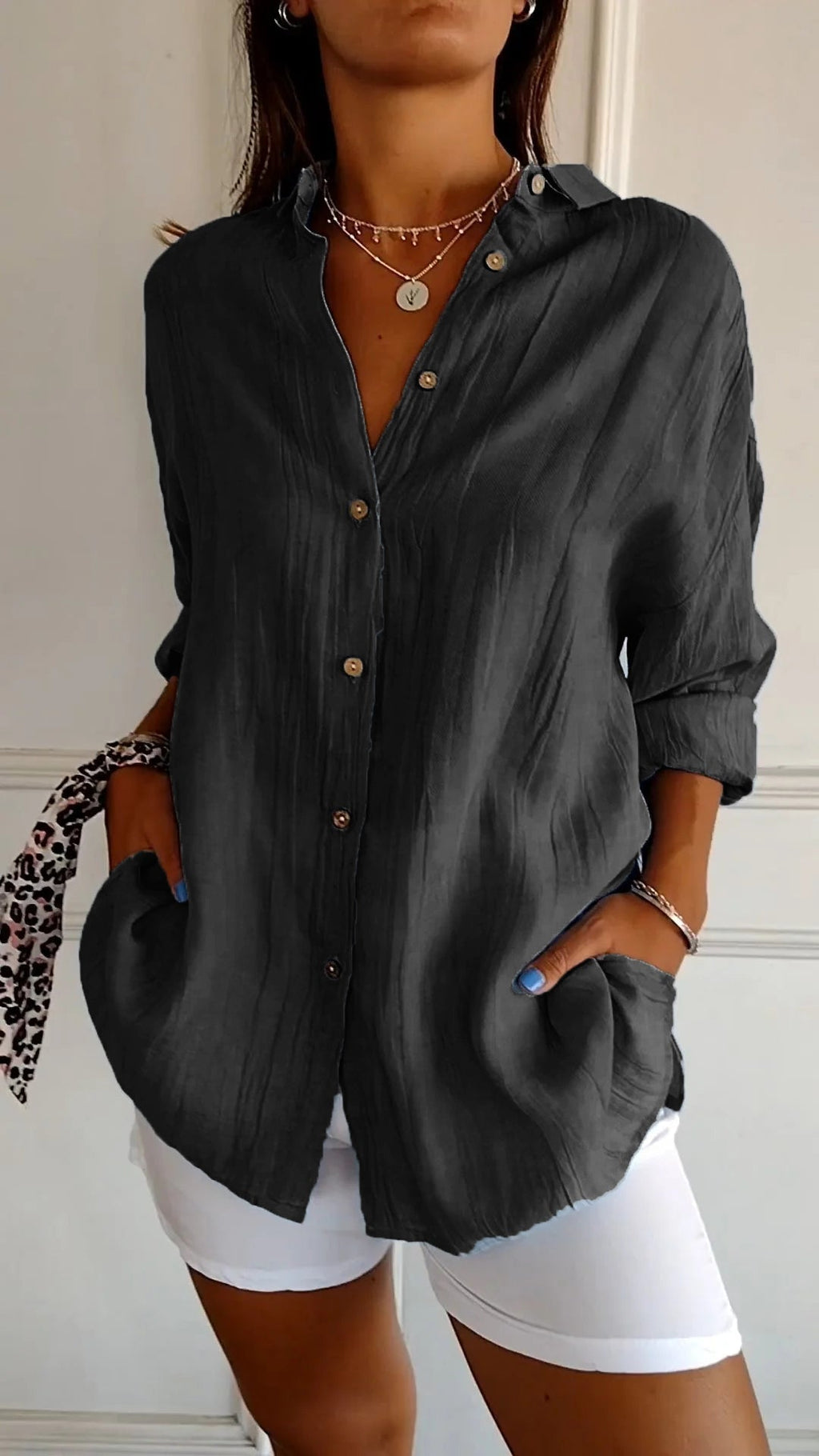 Laura –  Sommerbluse mit Knopfleiste