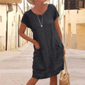 Mara – Leinen Sommerkleid mit Rundhalsausschnitt