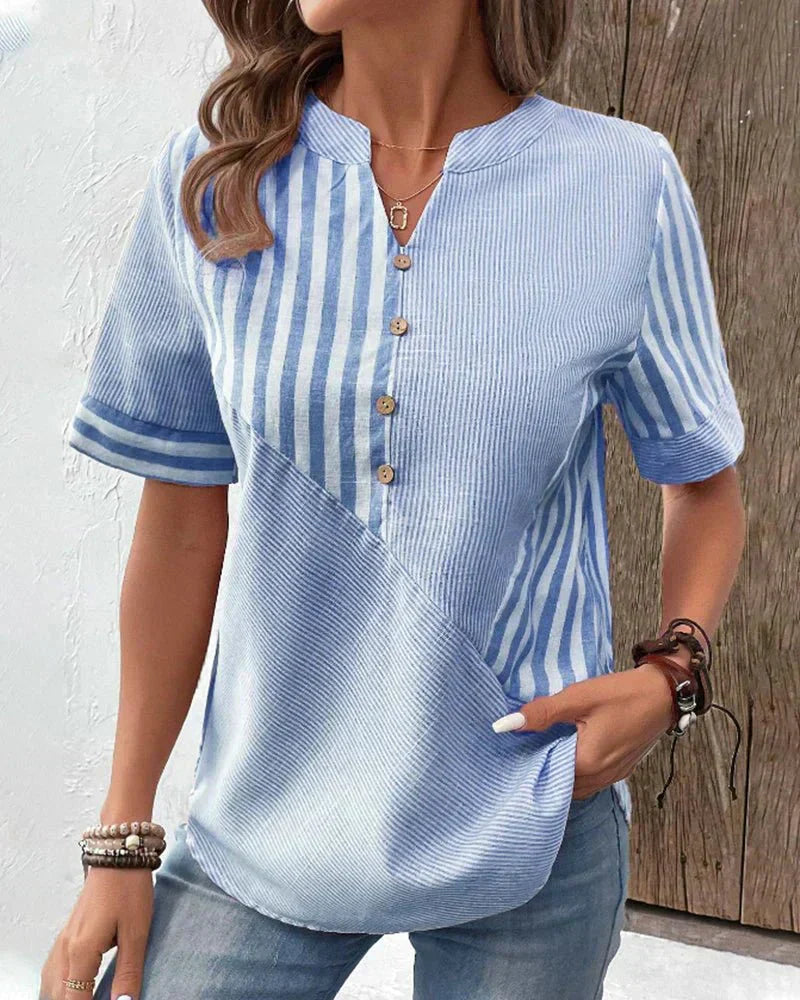 Verena – Women Striped Button-Up Blouse - Image 3