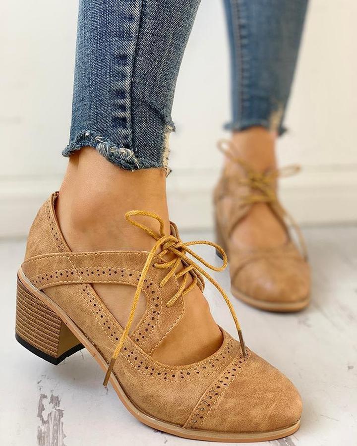 Maya –  Women’s Heeled Lace-Up T-Strap Shoes - Image 6