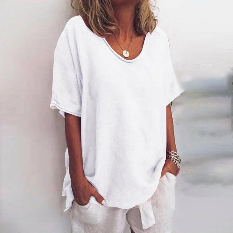 Mia – Classic Loose Fit Blouse for Women Short Sleeve - Image 2