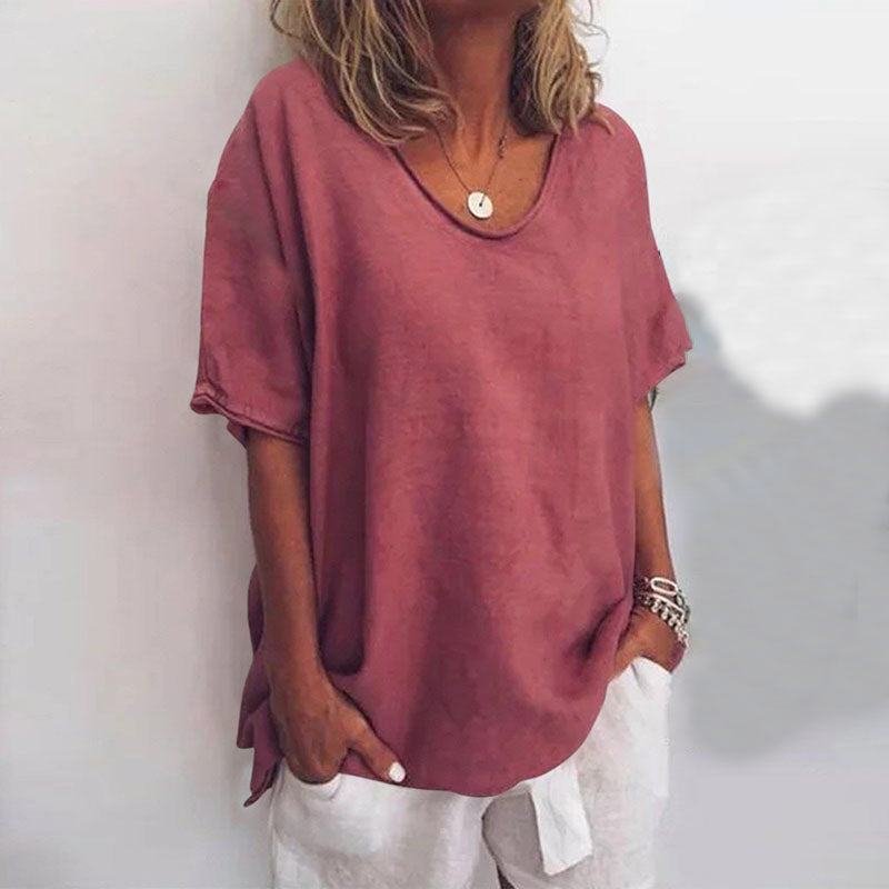 Mia – Classic Loose Fit Blouse for Women Short Sleeve - Image 3