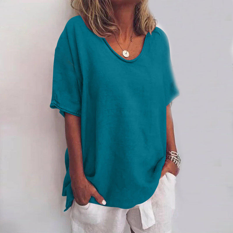Mia – Classic Loose Fit Blouse for Women Short Sleeve - Image 4