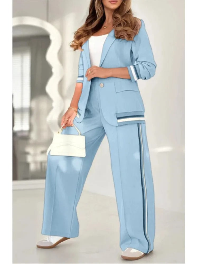 Elegantes Damen-Set: Blazer und weit geschnittene Hose mit sportlichem Flair - J&B - 7 - Atelier-Zofia