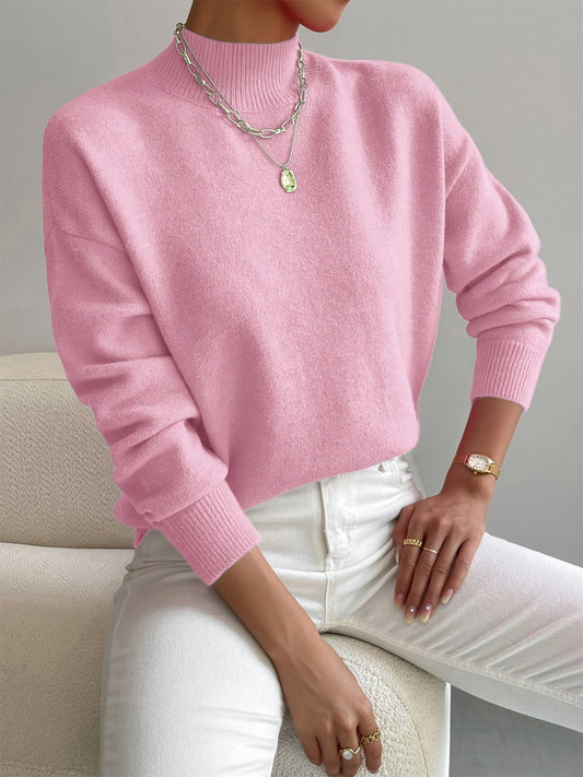 Élodie – Damen Feinstrick Pullover mit Stehkragen