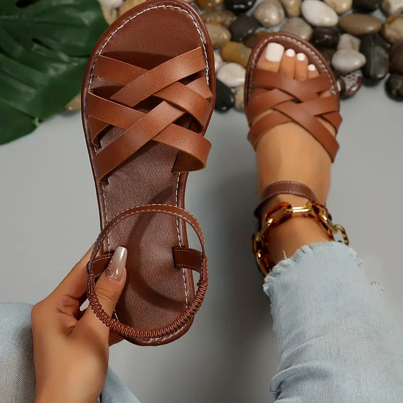 Sophia – Women Cross Strap Summer Sandals - Image 1
