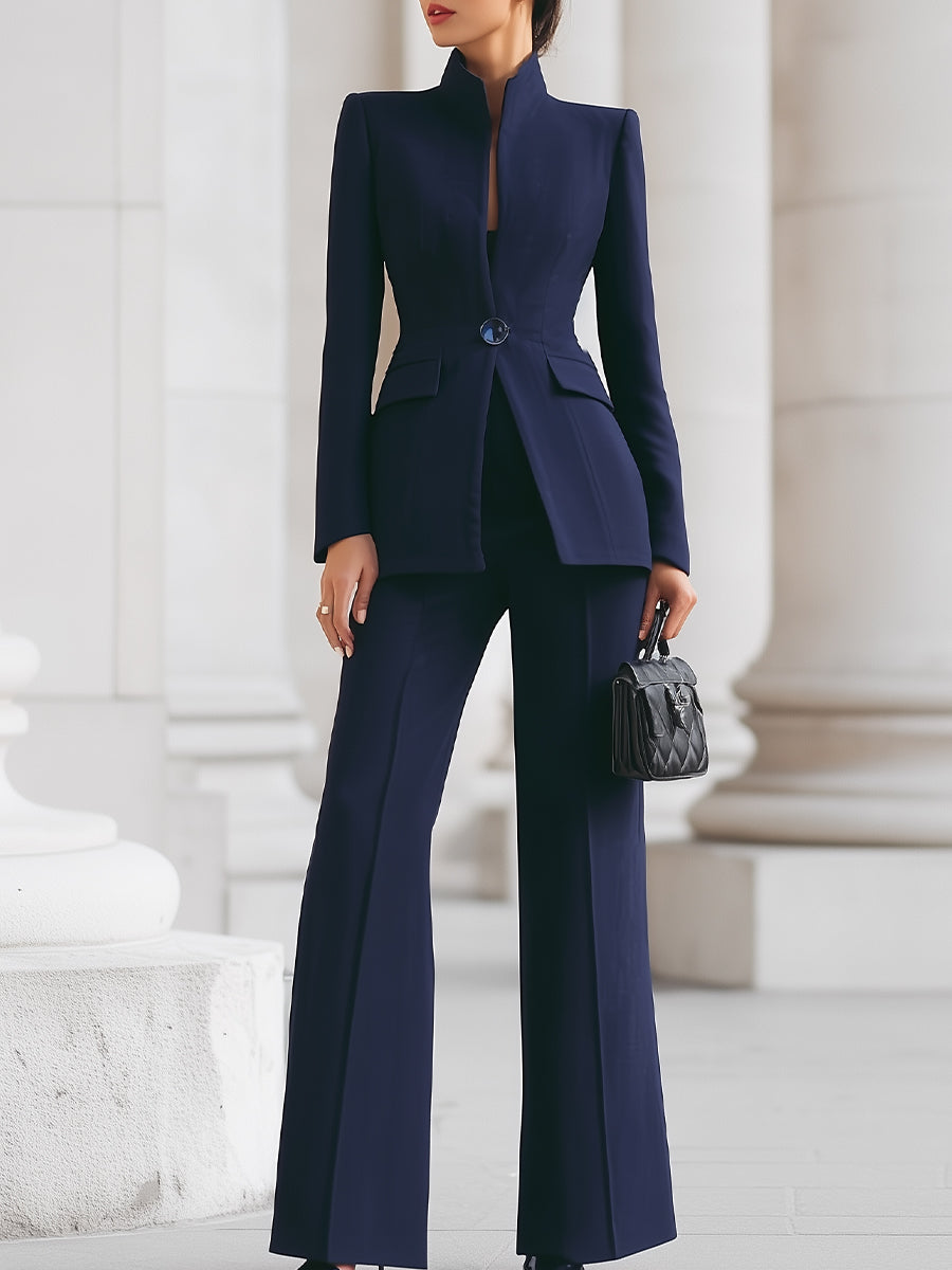 Elegantes Damenoutfit mit tailliertem Blazer und weit geschnittenen Hosen - J&B - 1 - Atelier-Zofia