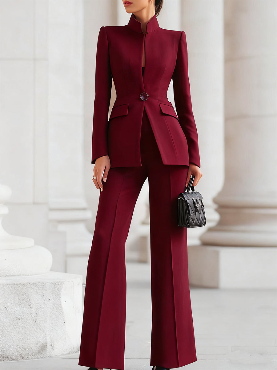 Elegantes Damenoutfit mit tailliertem Blazer und weit geschnittenen Hosen - J&B - 4 - Atelier-Zofia