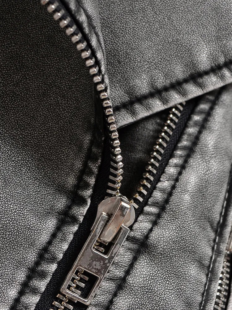 Modische Damen-Motorradjacke mit tailliertem Gürtel - 4 - Atelier-Zofia