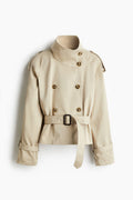 Modischer Damen-Trenchcoat mit Gürtel in der Taille - J&B - 2 - Atelier-Zofia