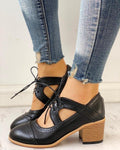 Maya –  Women’s Heeled Lace-Up T-Strap Shoes - Image 3