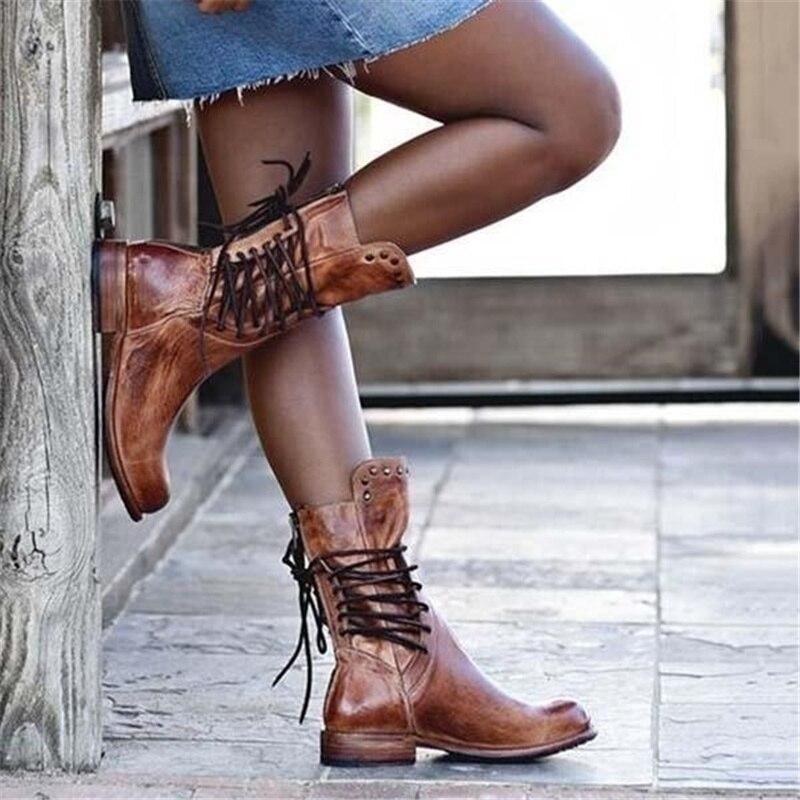 Damen Stiefeletten mit Nieten und Schnürung - J&B - 5 - Atelier-Zofia
