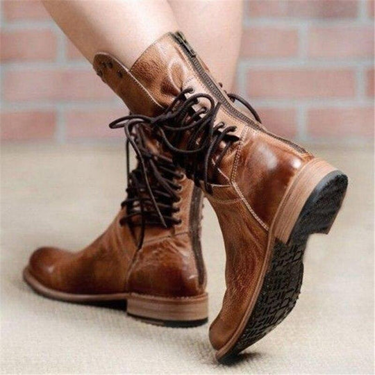 Damen Stiefeletten mit Nieten und Schnürung - J&B - 6 - Atelier-Zofia