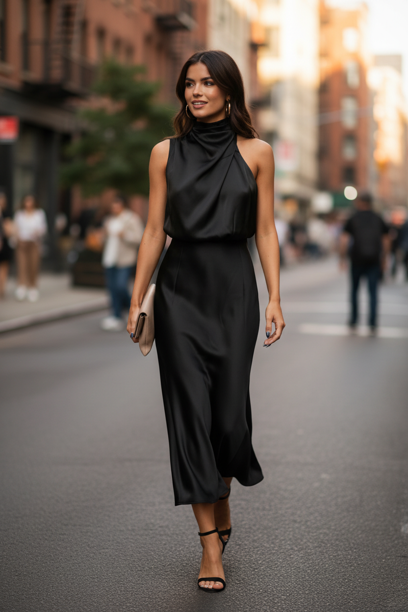 Susanne – Women Elegant with Draped Neckline Dress - Image 2