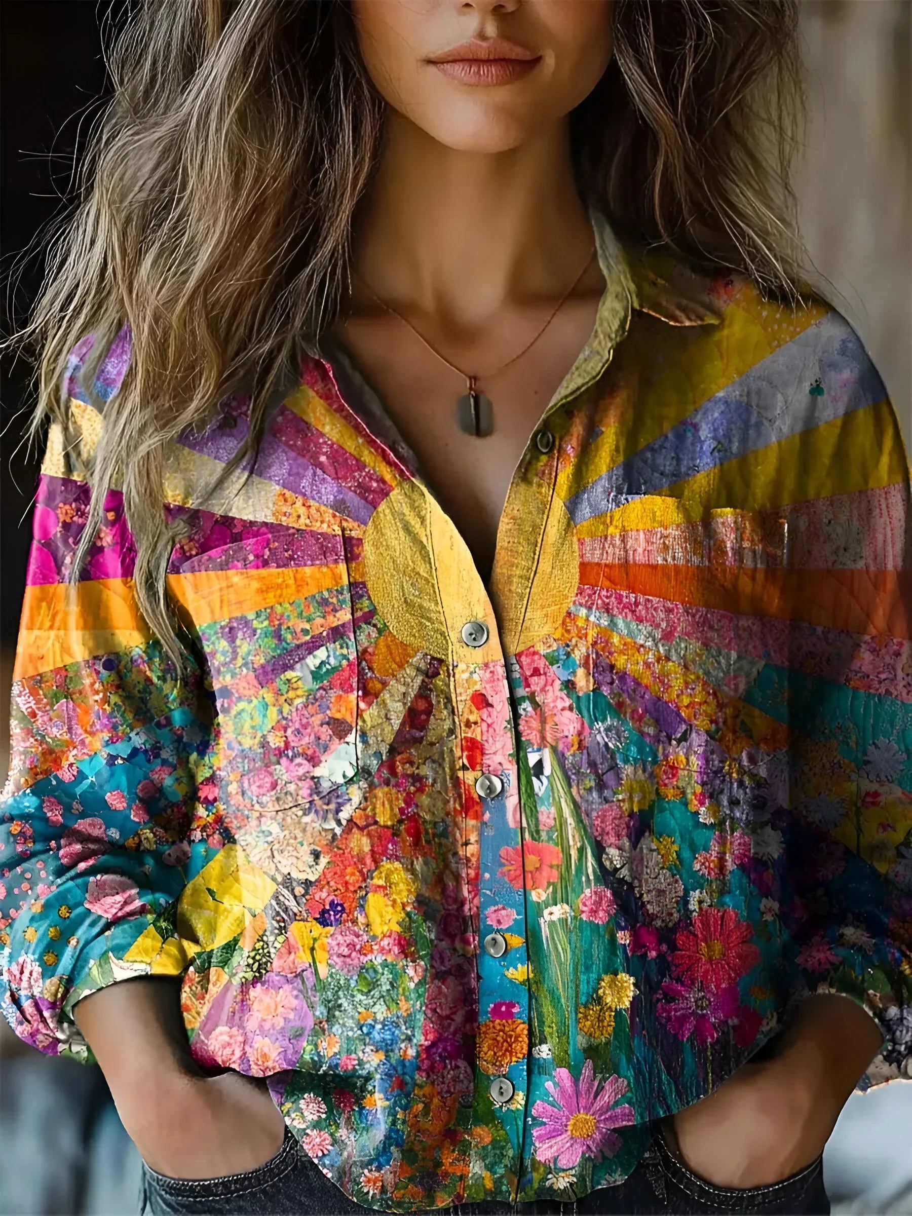 Lotte – Radiant Sunflower Blouse for Women - Image 1