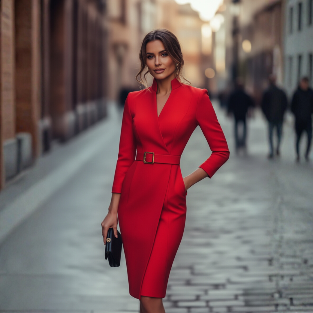 Lila – Elegant Women's Sheath Dress with Belt - Image 9