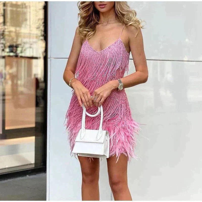 Chloe – Sparkling Feather Mini Dress - Image 8
