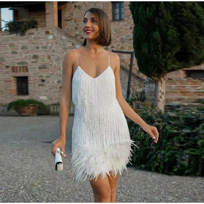 Chloe – Sparkling Feather Mini Dress - Image 4