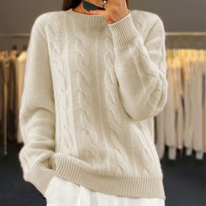 Grace – Klassischer Damen-Strickpullover mit Zopfmuster