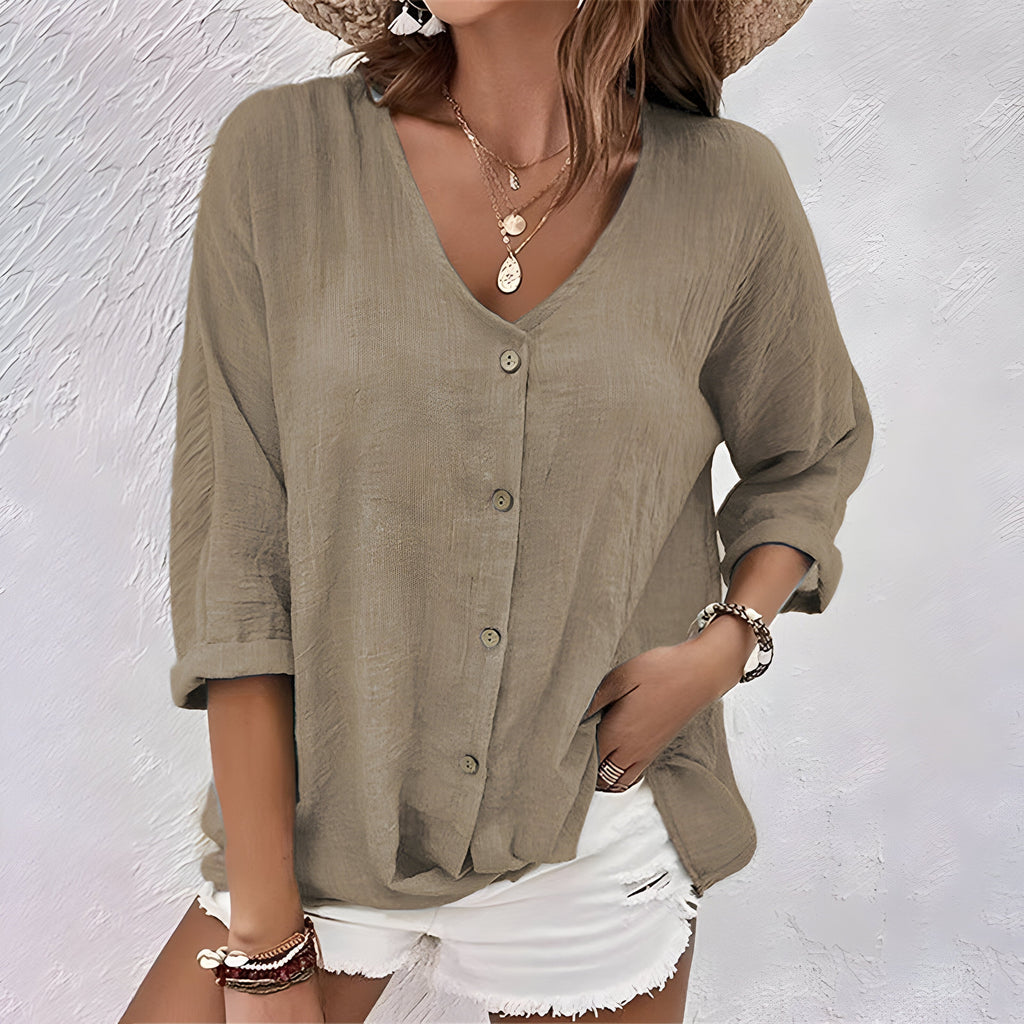 Leni – Women Button-Up Summer Blouse - Image 4