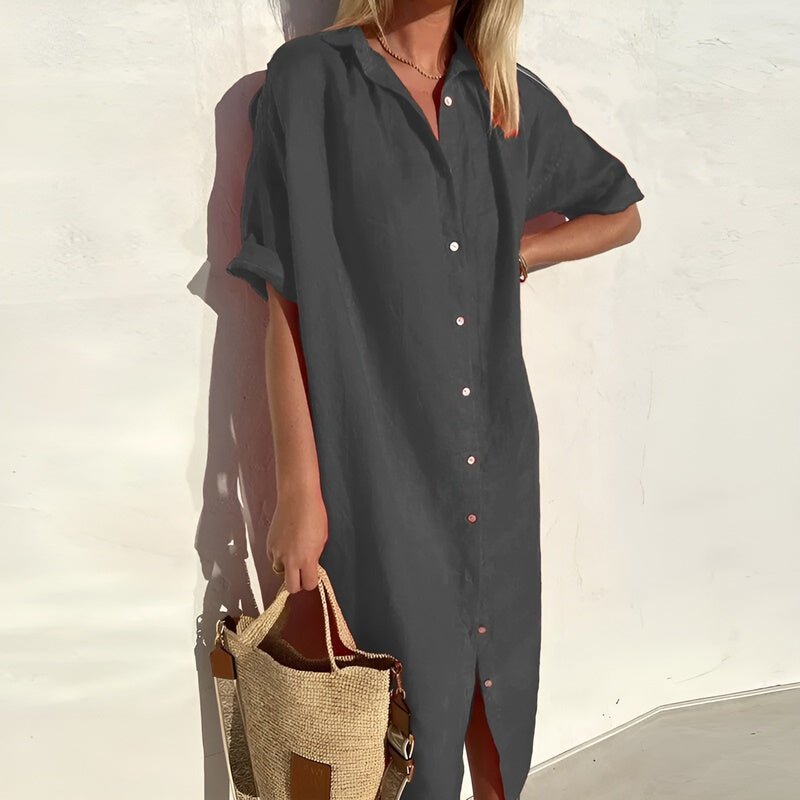 Franziska –  Breathable Cotton Summer Shirt Dress - Image 5