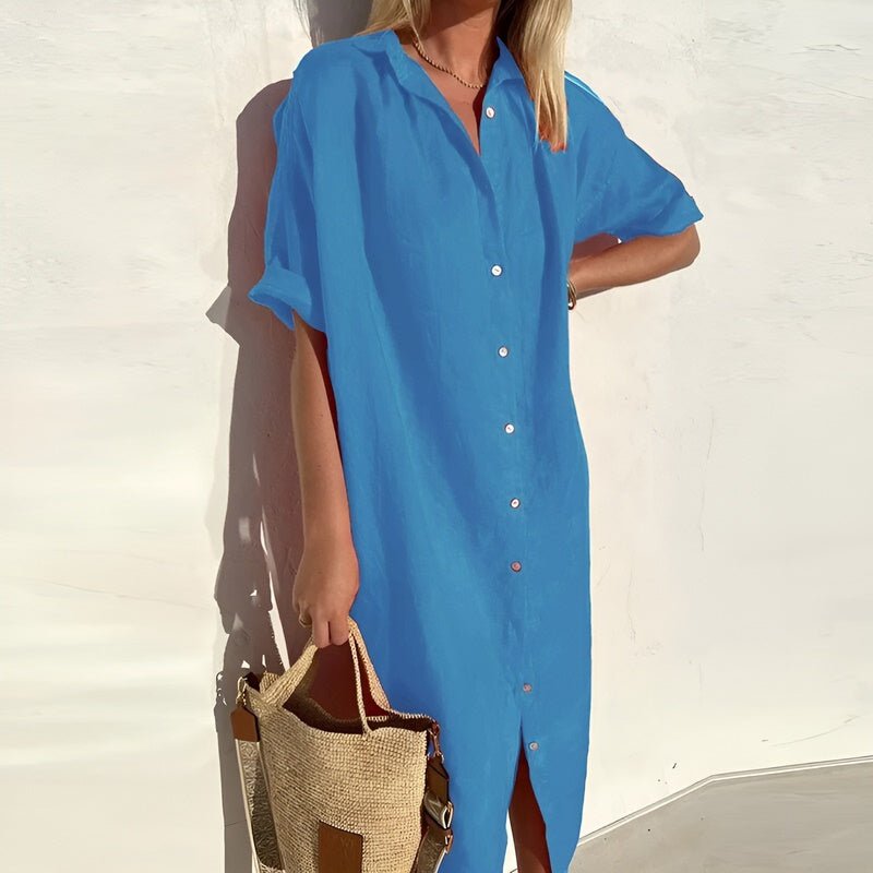 Franziska –  Breathable Cotton Summer Shirt Dress - Image 4