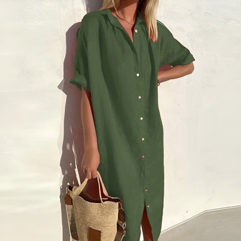 Franziska –  Breathable Cotton Summer Shirt Dress - Image 1