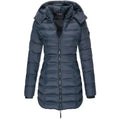 Stylische Damen-Daunenjacke mit Kapuze und durchgehendem Reißverschluss - J&B - 2 - Atelier-Zofia