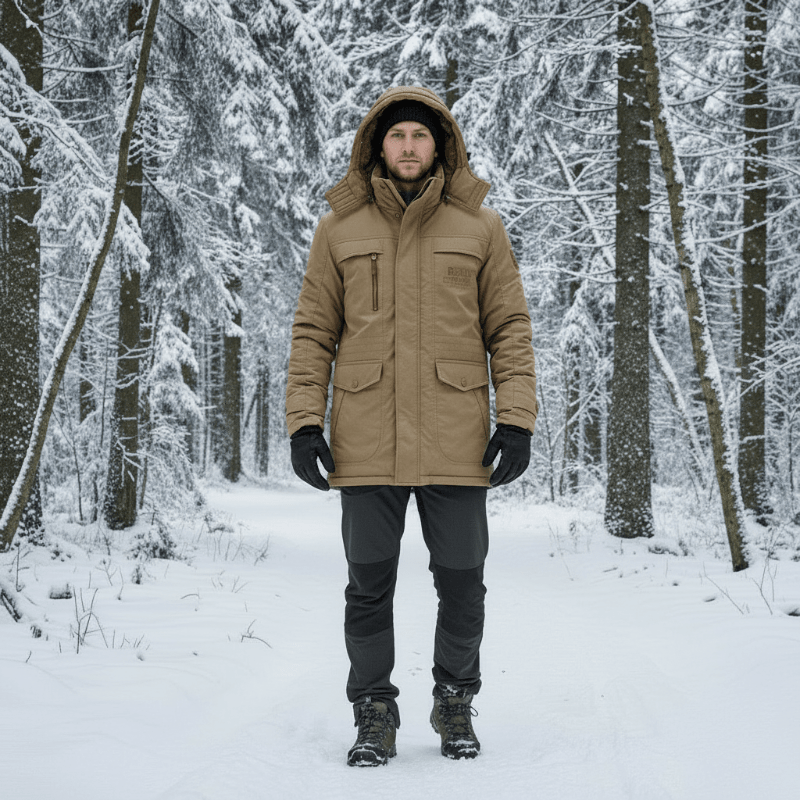 Herren Winterjacke mit Fleece-Futter und Abnehmbarer Kapuze - J&B - 12 - Atelier-Zofia