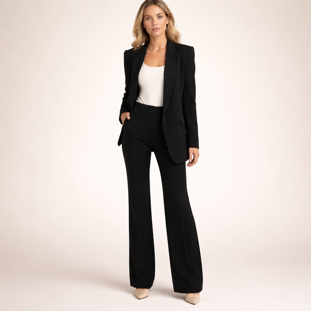 Two-piece set comprising a fitted ladies’ blazer and wide-leg trousers - J&B; - 4 - London-stylehouse.com