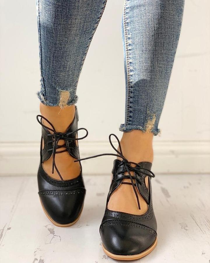 Maya –  Women’s Heeled Lace-Up T-Strap Shoes - Image 4