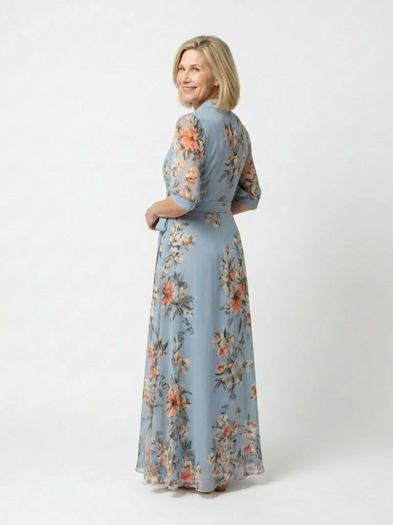 Ingrid – Women Floral Warp V Neck Dress - Image 2
