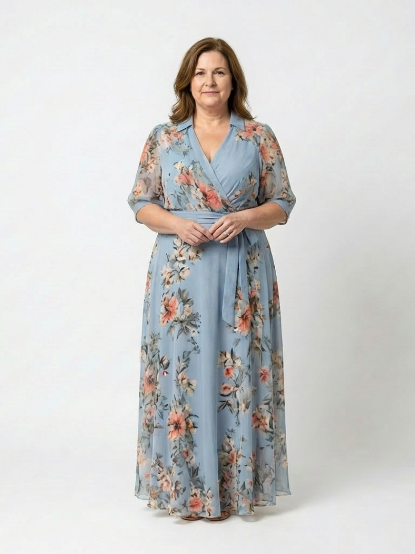 Ingrid – Women Floral Warp V Neck Dress - Image 4